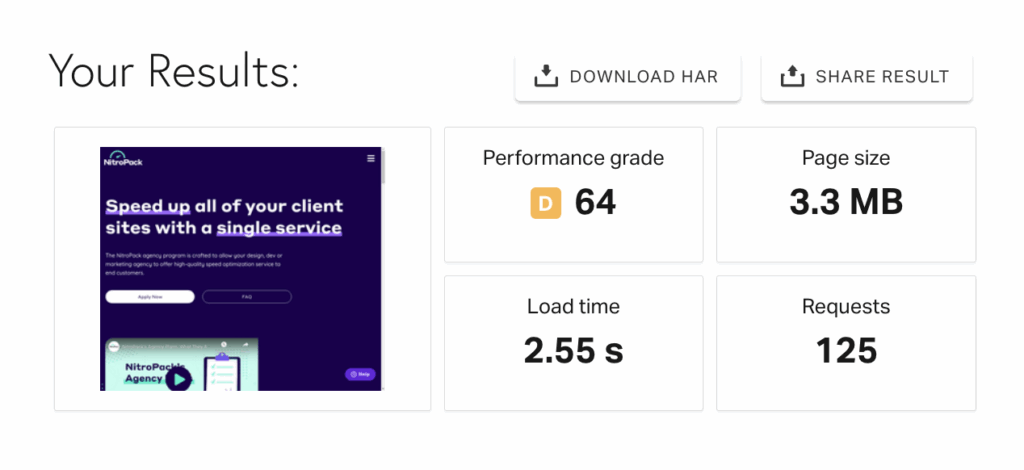 Pingdom results without NitroPack