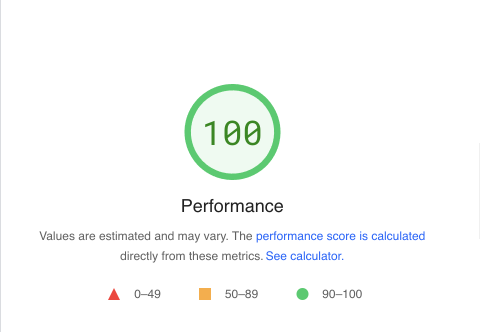 Google PSI performance score