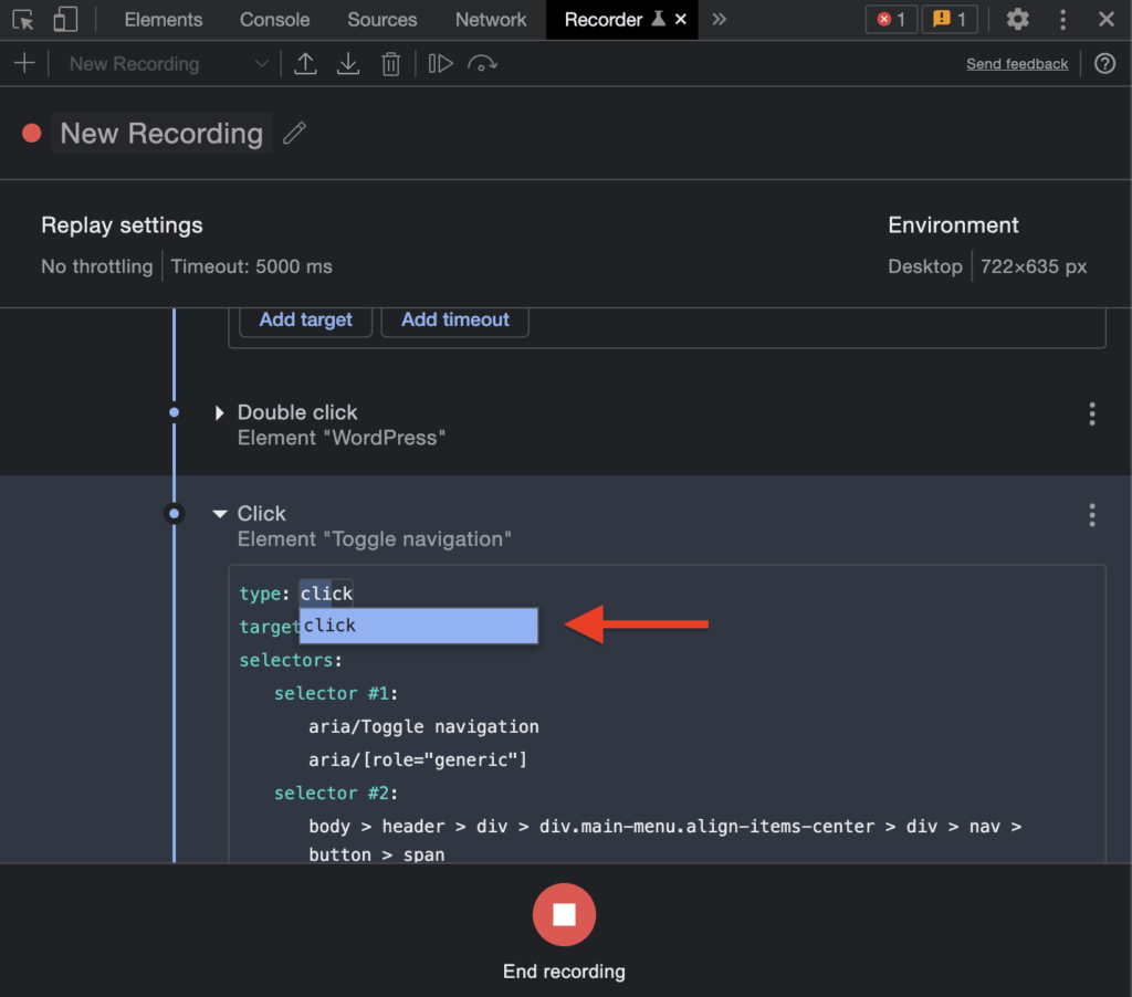 applying real-time edits to recording