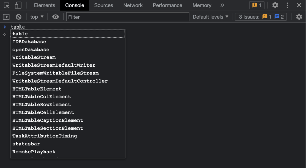 enhanced autocomplete field in console