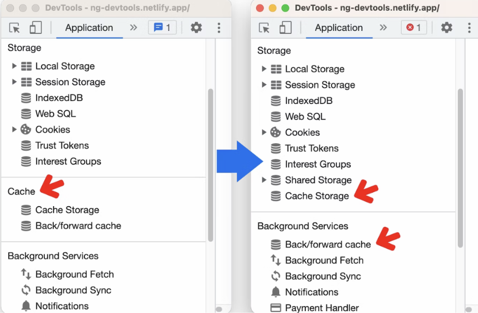 Application Panel Cache Storage Settings location