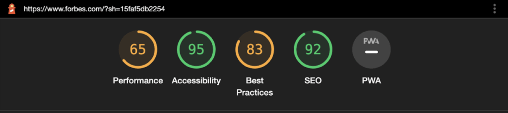 Lighthouse audits UI