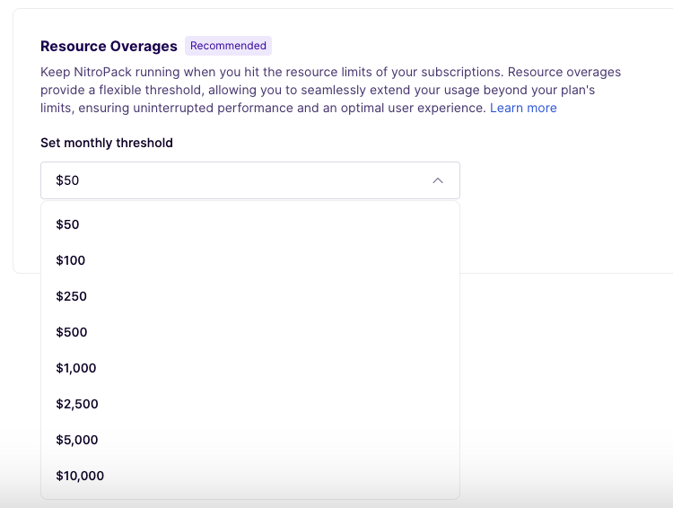 NitroPack's Resource Overages