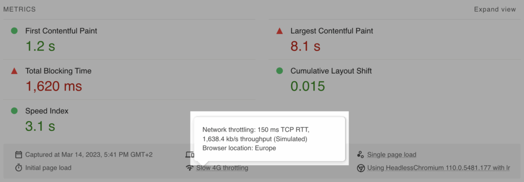 Slow 4g network conditions