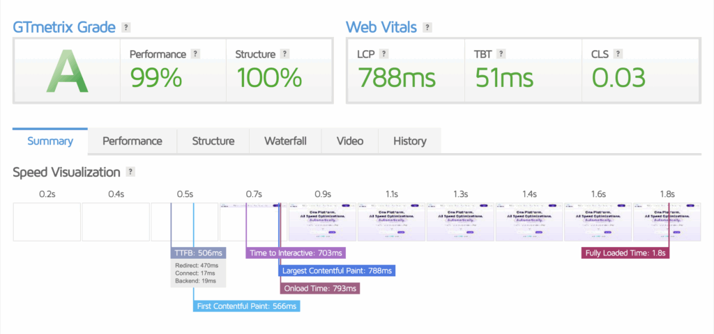 GTmetrix report page
