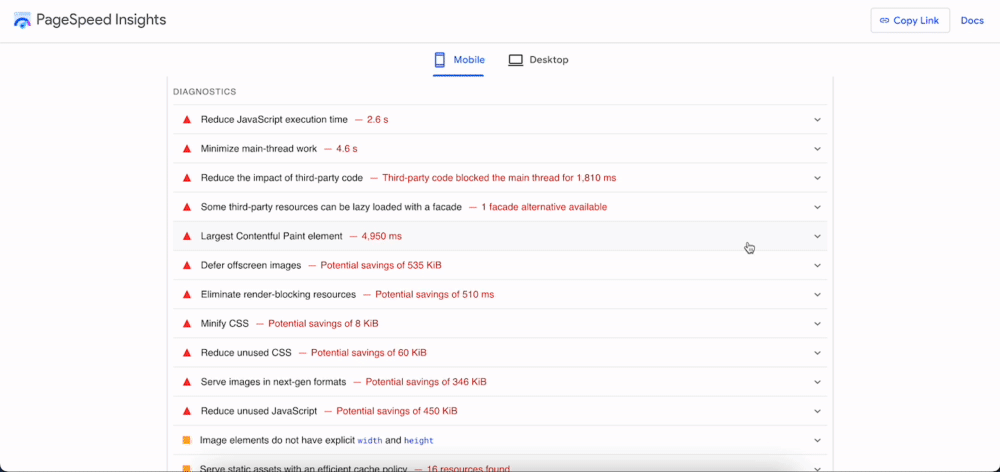 PSI Opportunities and Diagnostics section