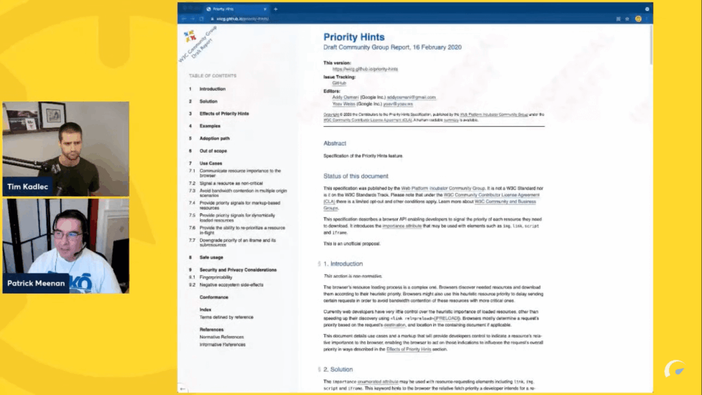 Webinar Pat Meenan talks about Priority Hints in Chrome