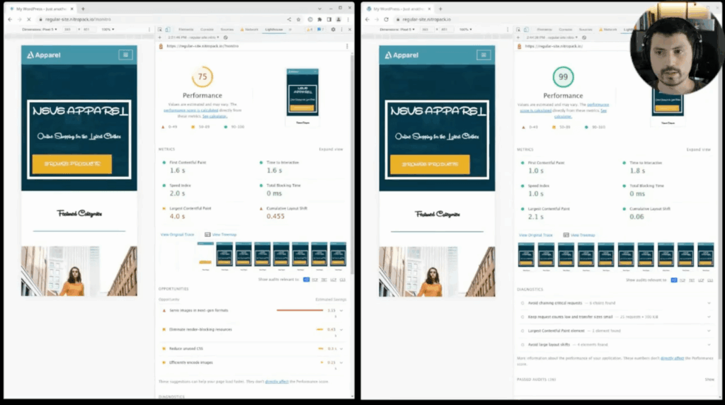 Before and After NitroPack results