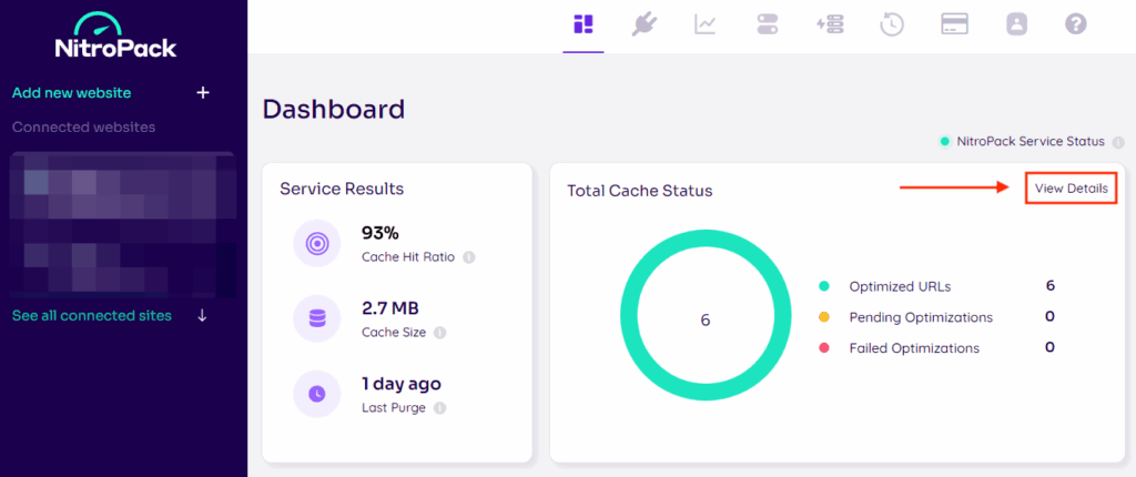 Total Cache Status: View Details