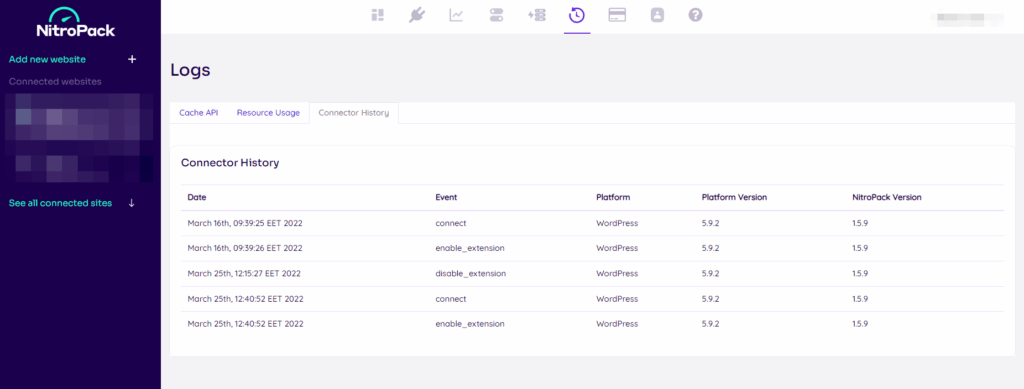 Connector History section