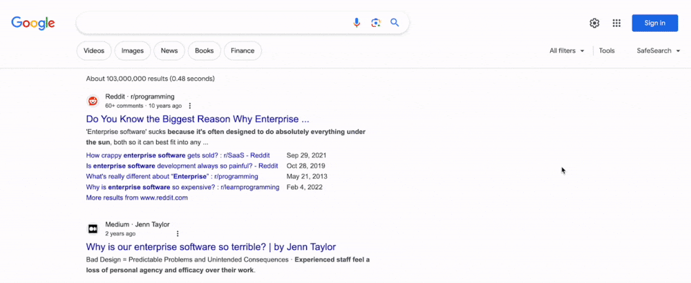 SERP why enterprise software is bad