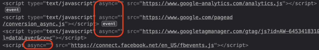 Async event Chrome DevTools