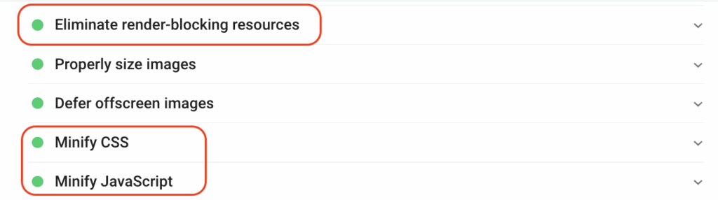 Render blocking resources audit passed