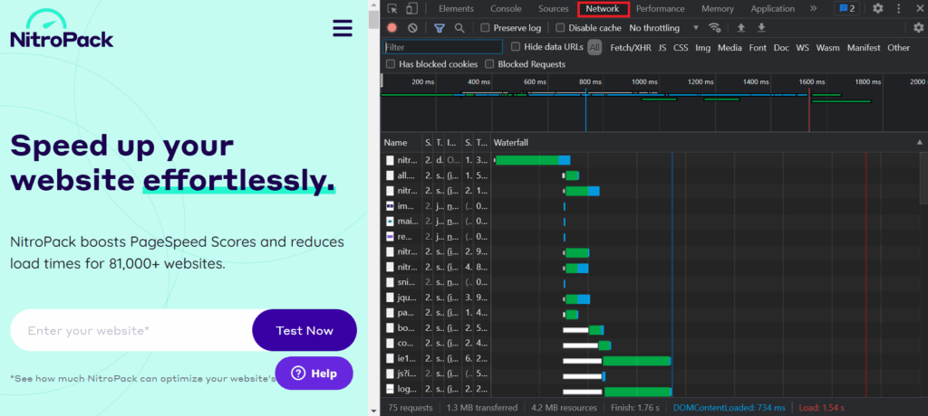 Chrome DevTools Network tab