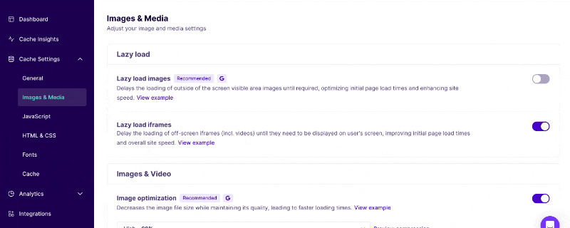 Setting up Lazy Load images walkthrough in NitroPack dashboard