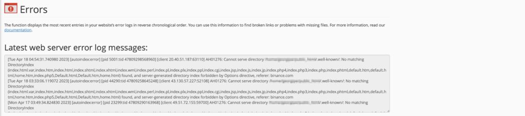 cPanel Errors