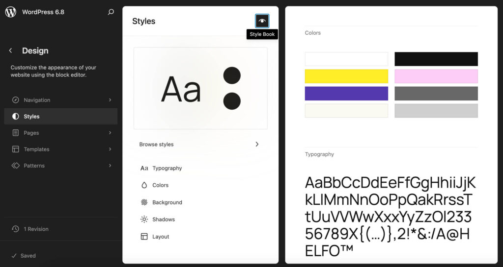 New Style Book WordPress 6.8