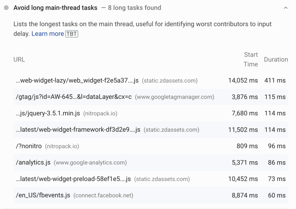 Avoid long tasks PSI warning
