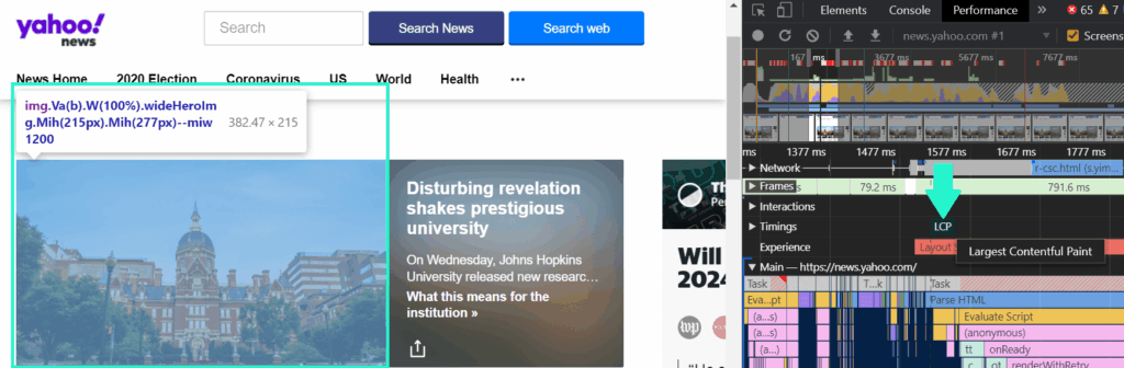 Identify LCP element via DevTools