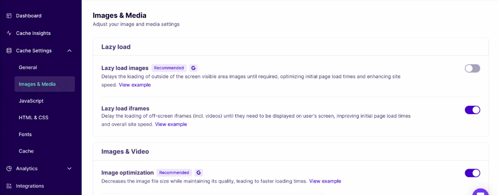 Enabling NitroPack's detect video overlays features inside the web app