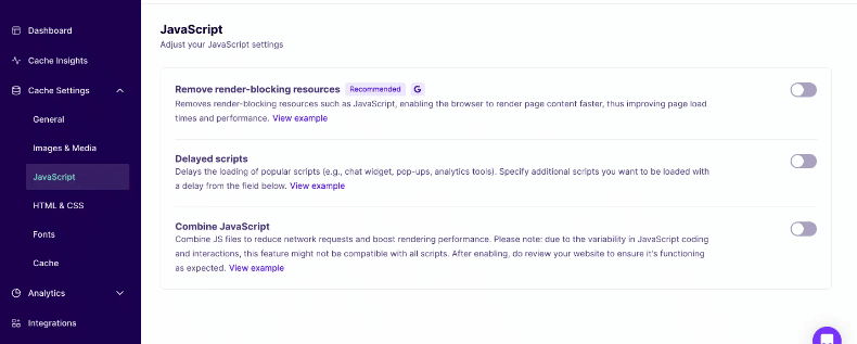 Enabling NitroPack's Resource Loader Script under the Remove Render Blocking Resources feature
