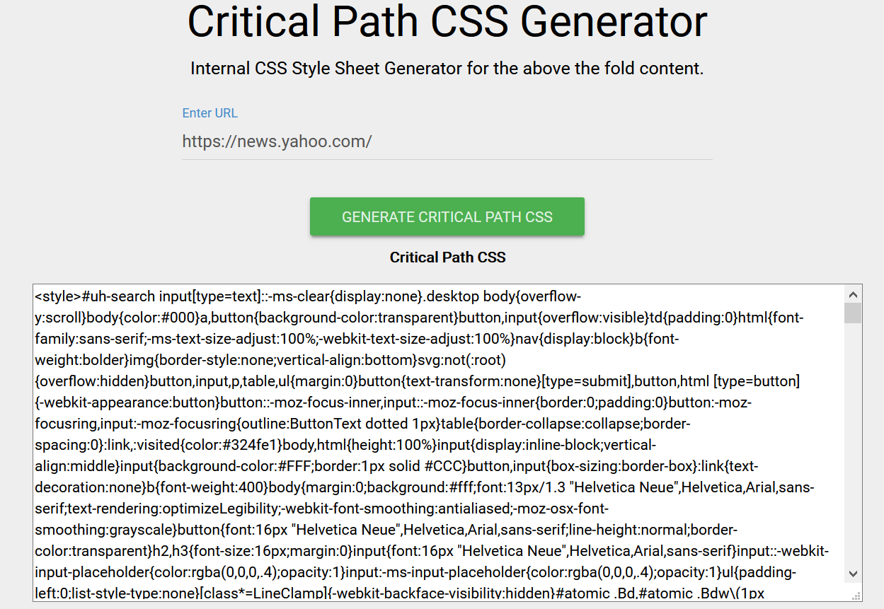 Sitelocity Critical CSS Generator