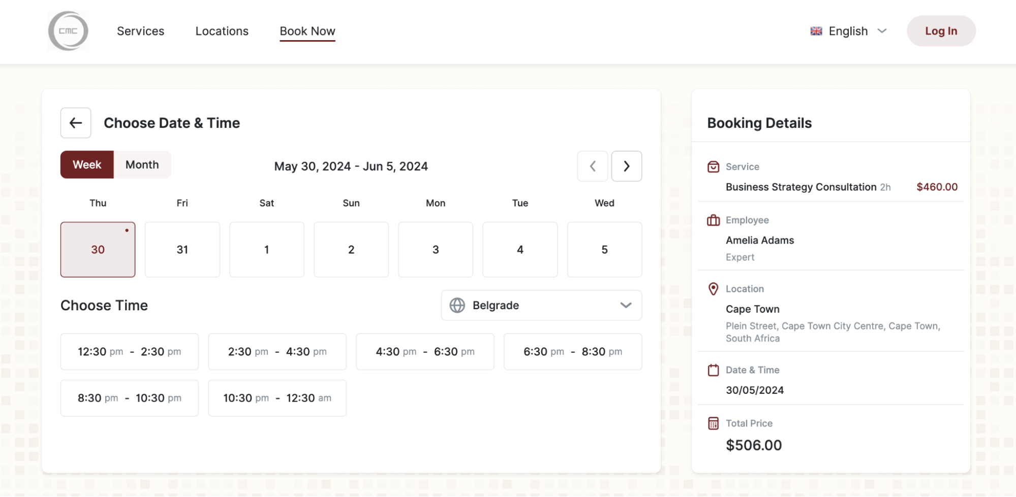 Streamlined booking process