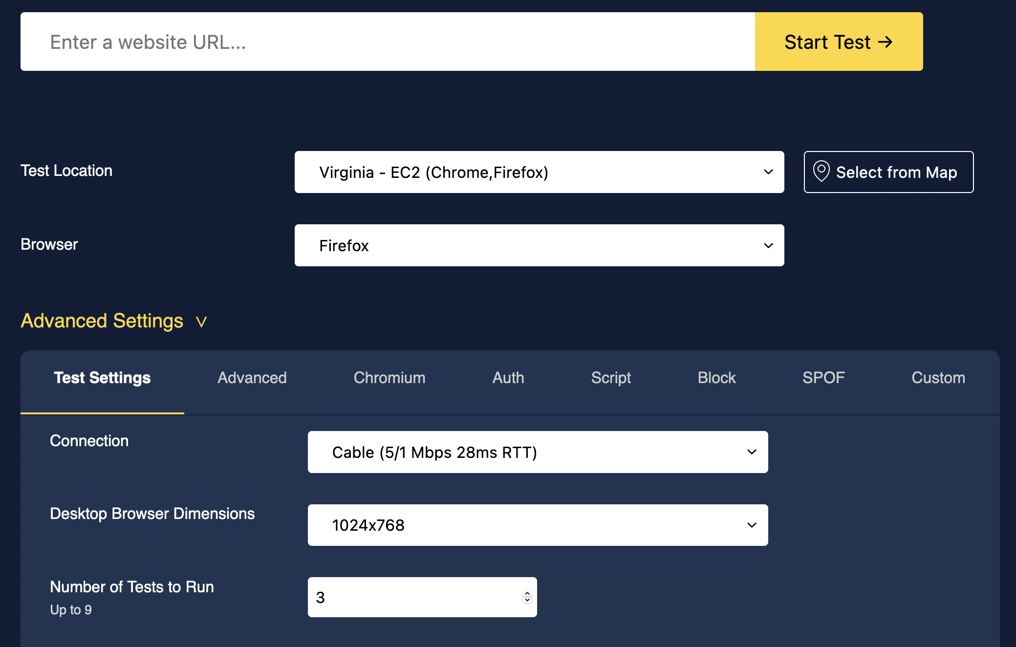 WebPageTest Homepage